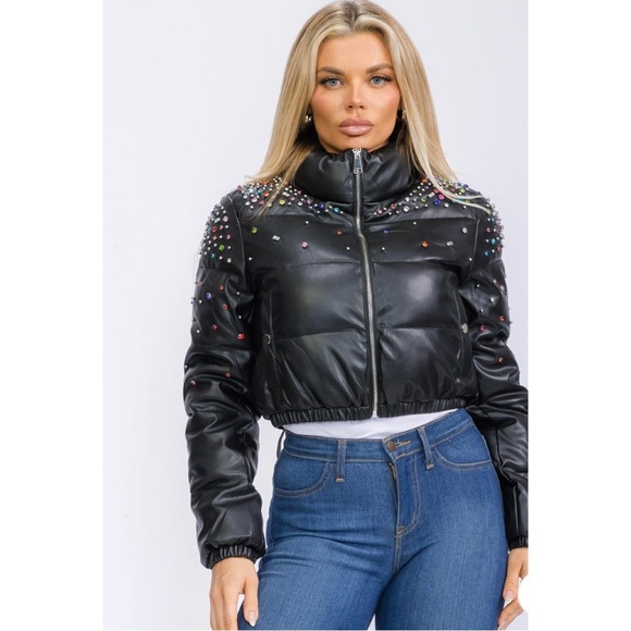 Ring the Alarm Rhinestone Embellishment Crop Jacket - Picture 8 of 10